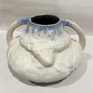 VTG Faïencerie de Thulin Art Nouveau Figural Face Vase Belgium #2090 1910s